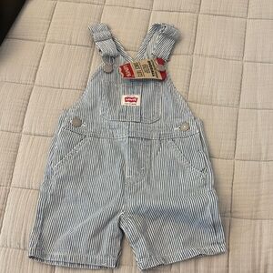 Levi's Kids Blue and White Striped Overalls